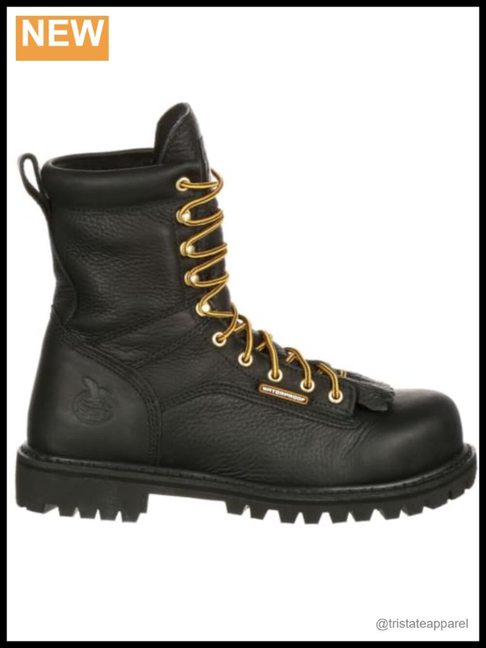 Waterproof Lace-Up Work Boot, Steel Shank, Leather Mid-Calf Boot, 8"